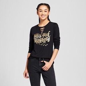 Harry Potter Lace Up T-Shirt Mischief Managed - Size Medium